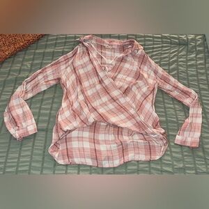 Hollister Pink Plaid Wrap Top